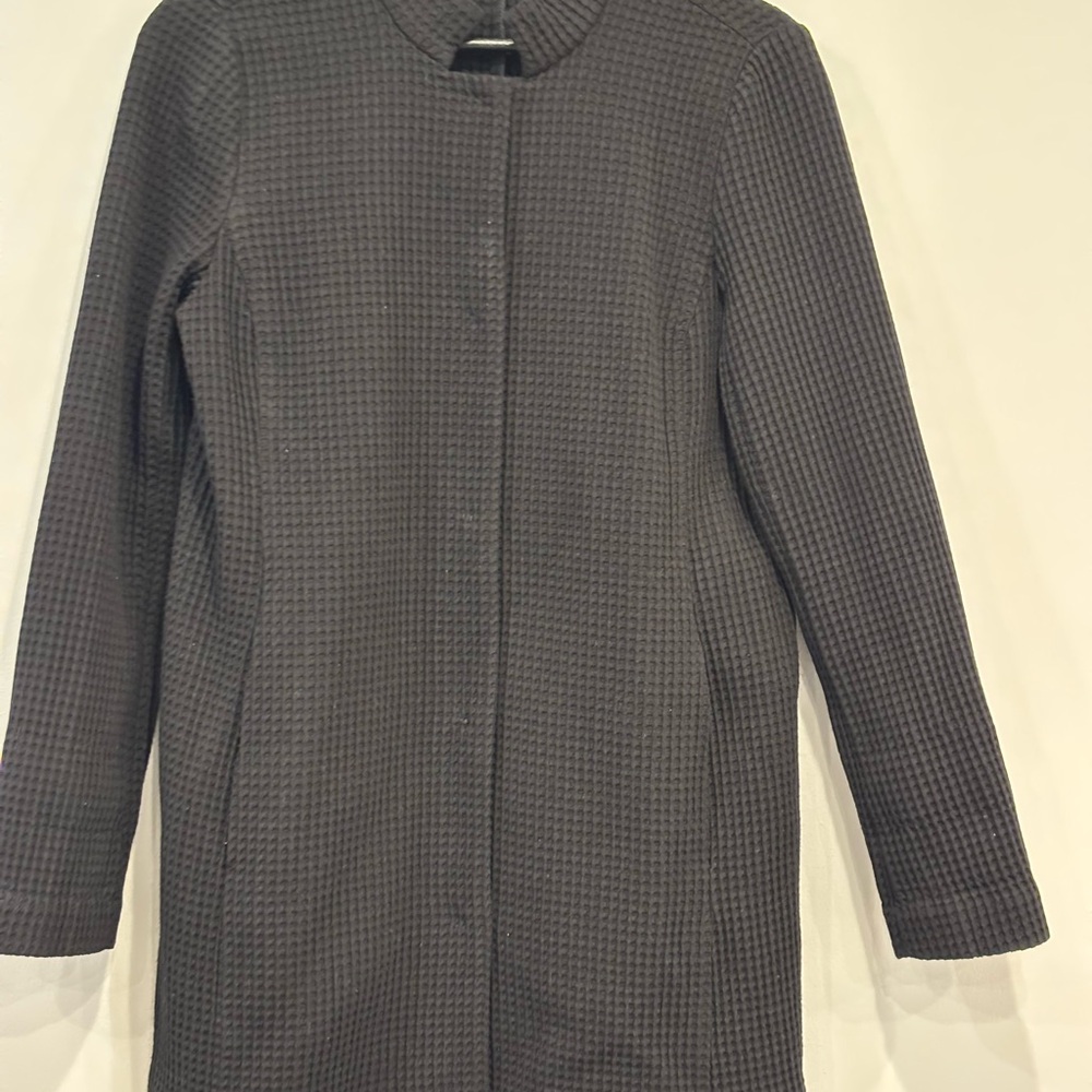 Eileen Fisher Black Ribbed Trench Coat - Picture 14 of 16
